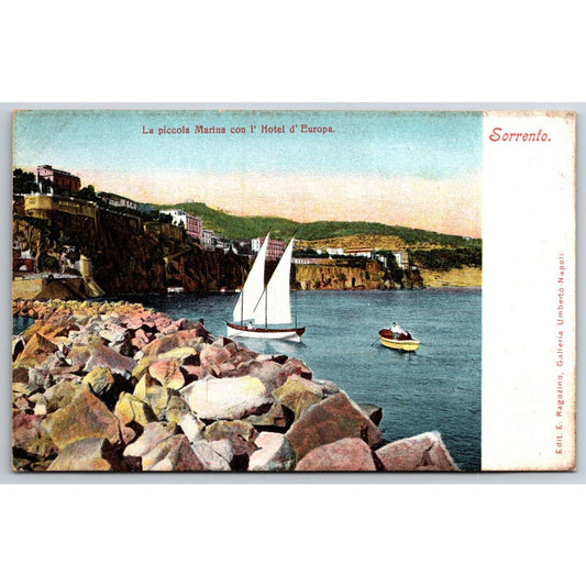 Italian Postcard Sorrento the Small Marina Hotel d'Europa 1901-1907 NP VGC