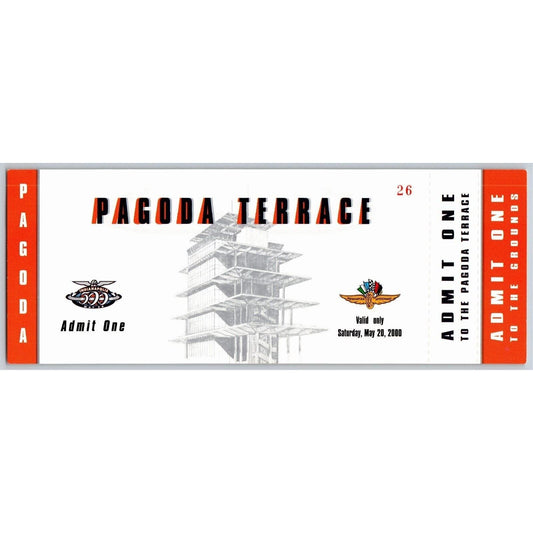 2000 Indy 500 (Sunday Bump Day Time Trials) Pagoda Terrace Unused Ticket IMS #26