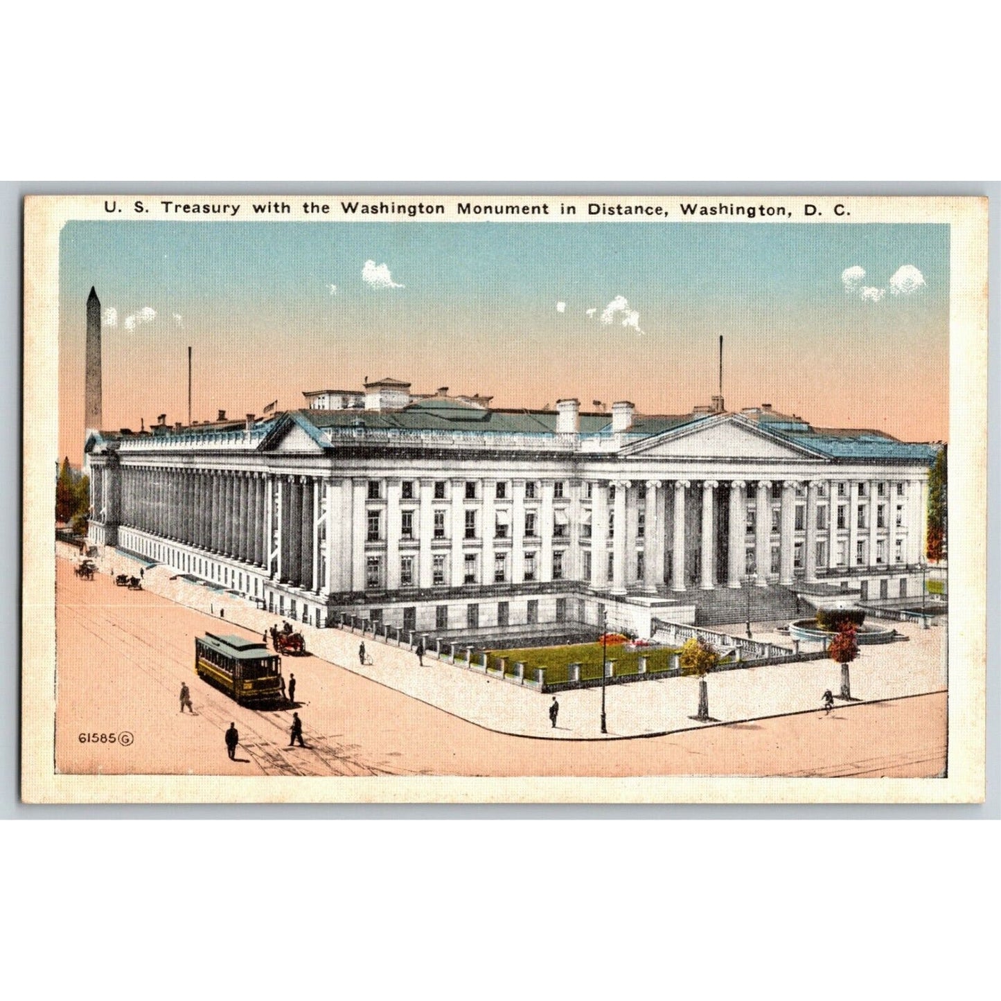 U.S. Treasury w/ Monument in Distance, Washington, DC - Vintage Postcard - NP