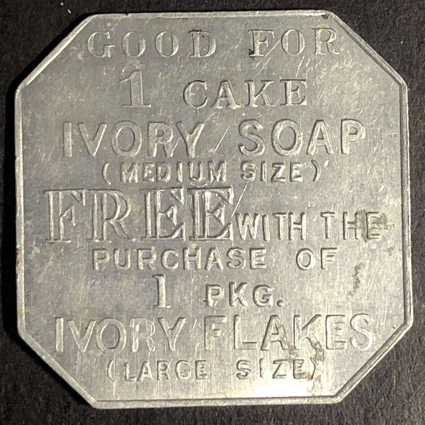 Ivory Flakes Soap Procter and Gamble Alum Trade Token "30" 28mm - c1920-30's
