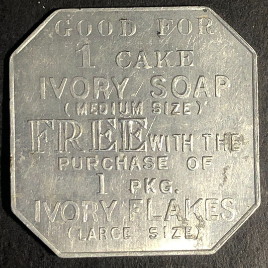 Ivory Flakes Soap Procter and Gamble Alum Trade Token "30" 28mm - c1920-30's