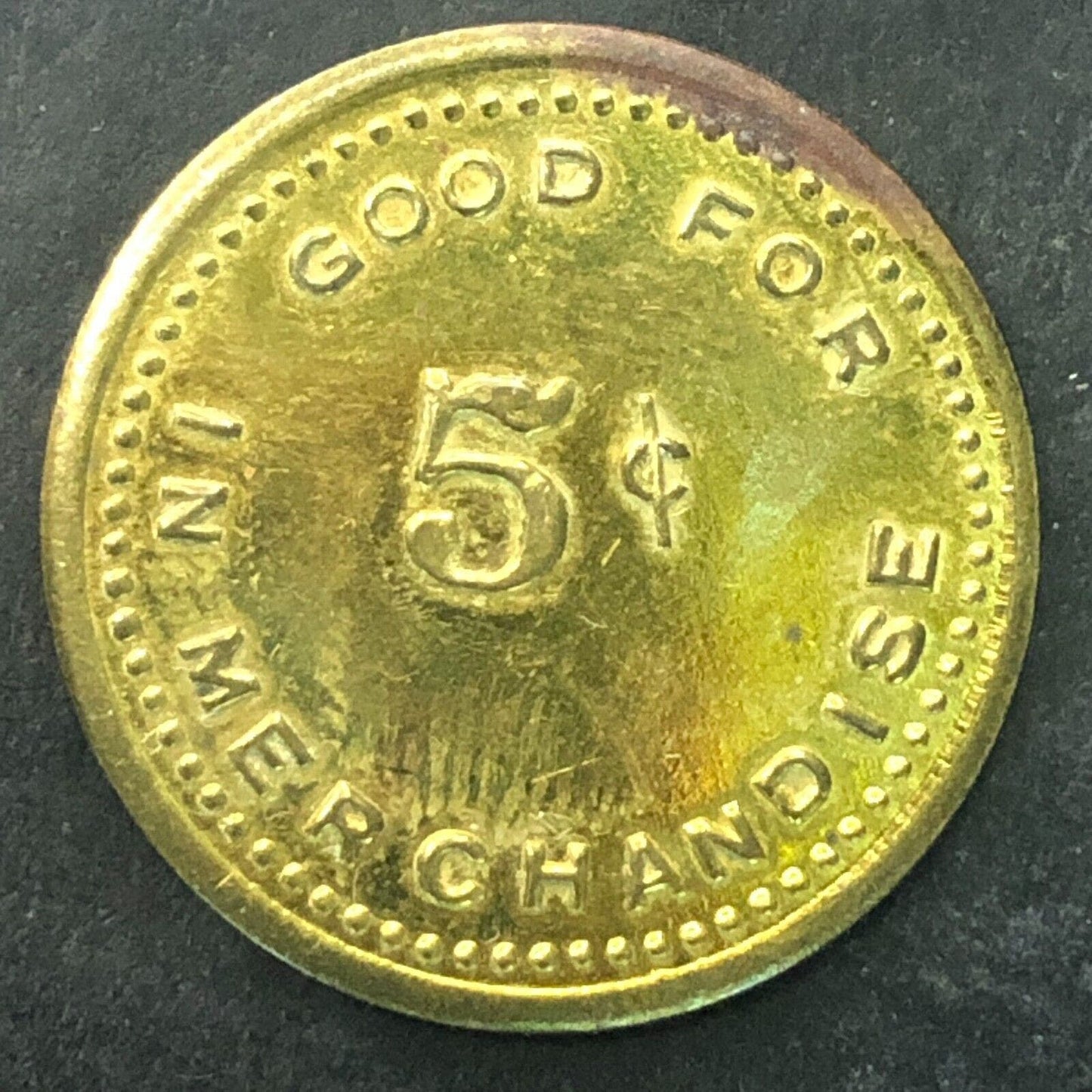 Giddings, TX P.H. Luecke & Co. Drugs & Etc. G/F 5c Trade Token Brass 25mm Scarce