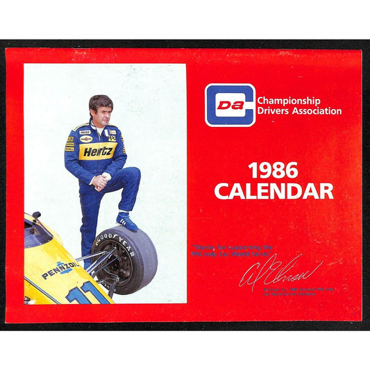 1986 Indy 500 PPG CDA Championship Drivers Assoc. Calendar w/ Drivers Cars