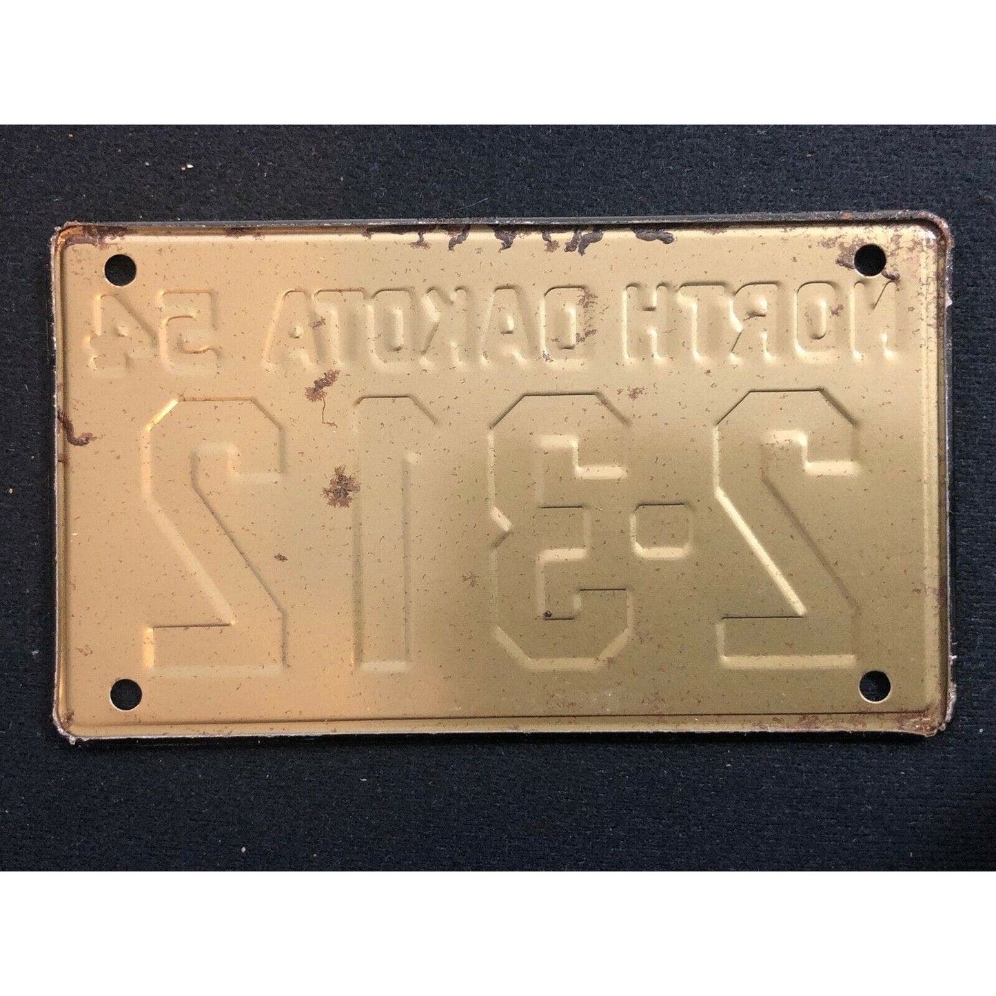 1953-54 General Mills Wheaties Tin Mini Bicycle License Plate - North Dakota