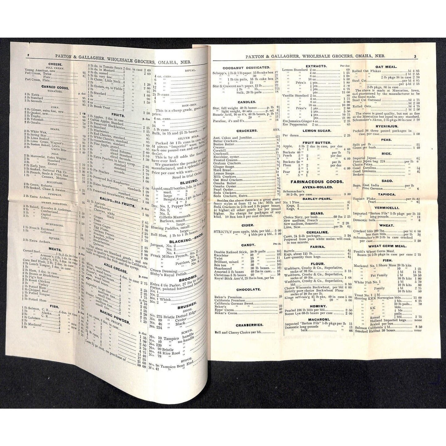 1889 Paxton & Gallagher "Weekly Price Current" Wholesale Grocers 8pp VGC Scarce