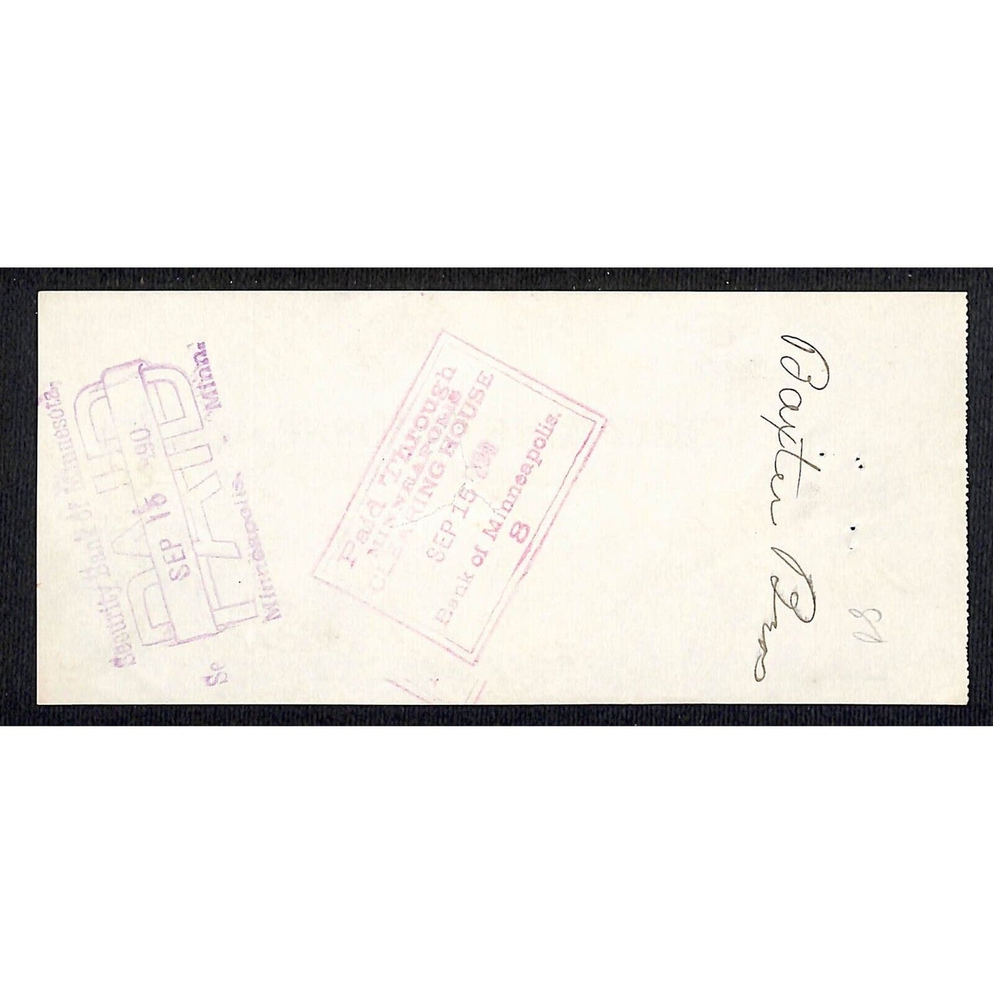 Minneapolis "Security Bank of Minnesota" $6.25 Bank Check 1890 - Scarce