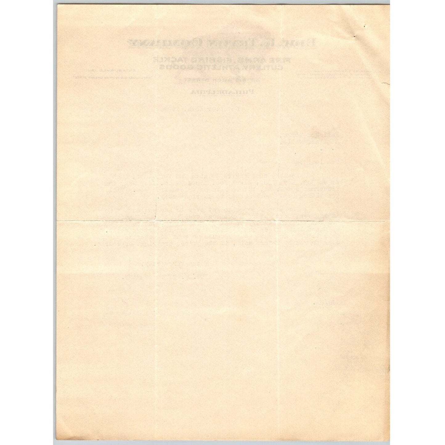 1929 Edw. K. Tryon Company Philadelphia Fire Arms Fishing Tackle Letterhead