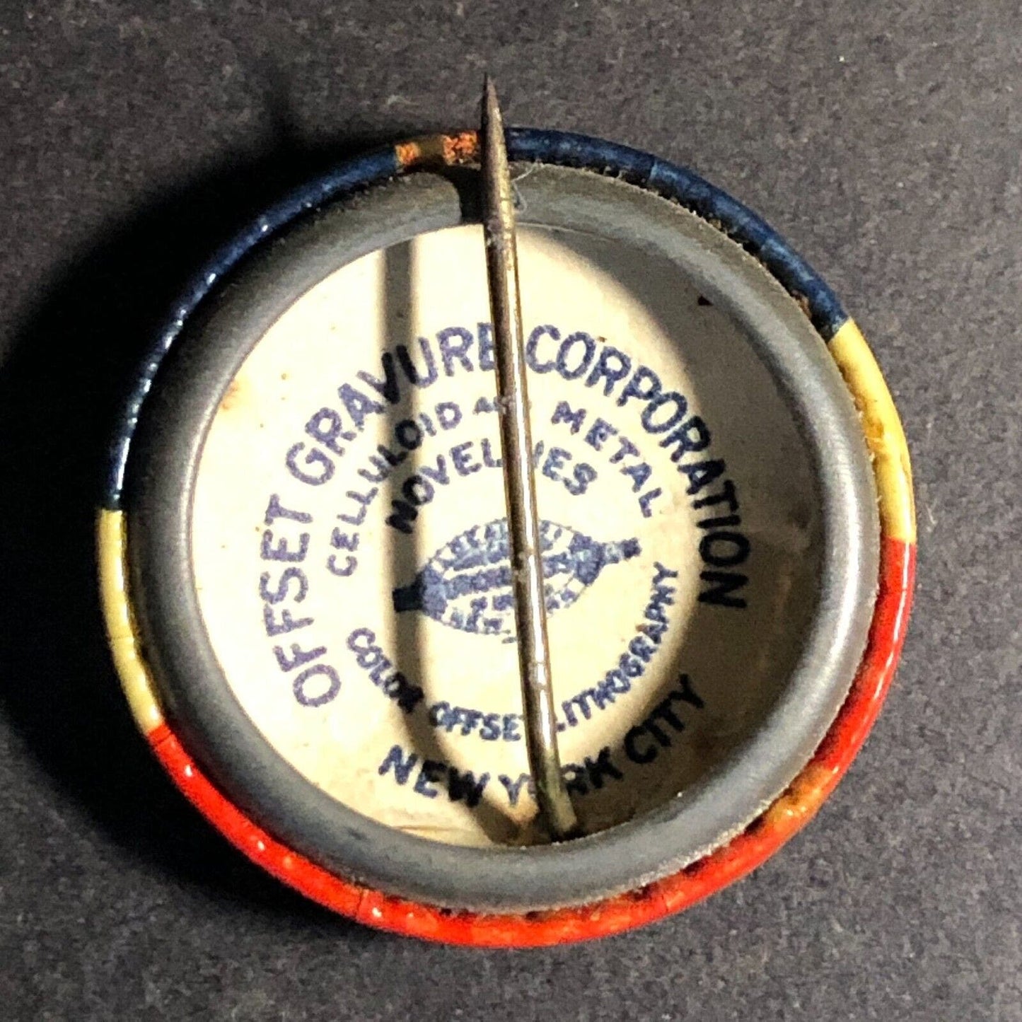 Celluloid BSA Boy Eagle Scout ? Small Patriotic Steel Pinback Button c1940's