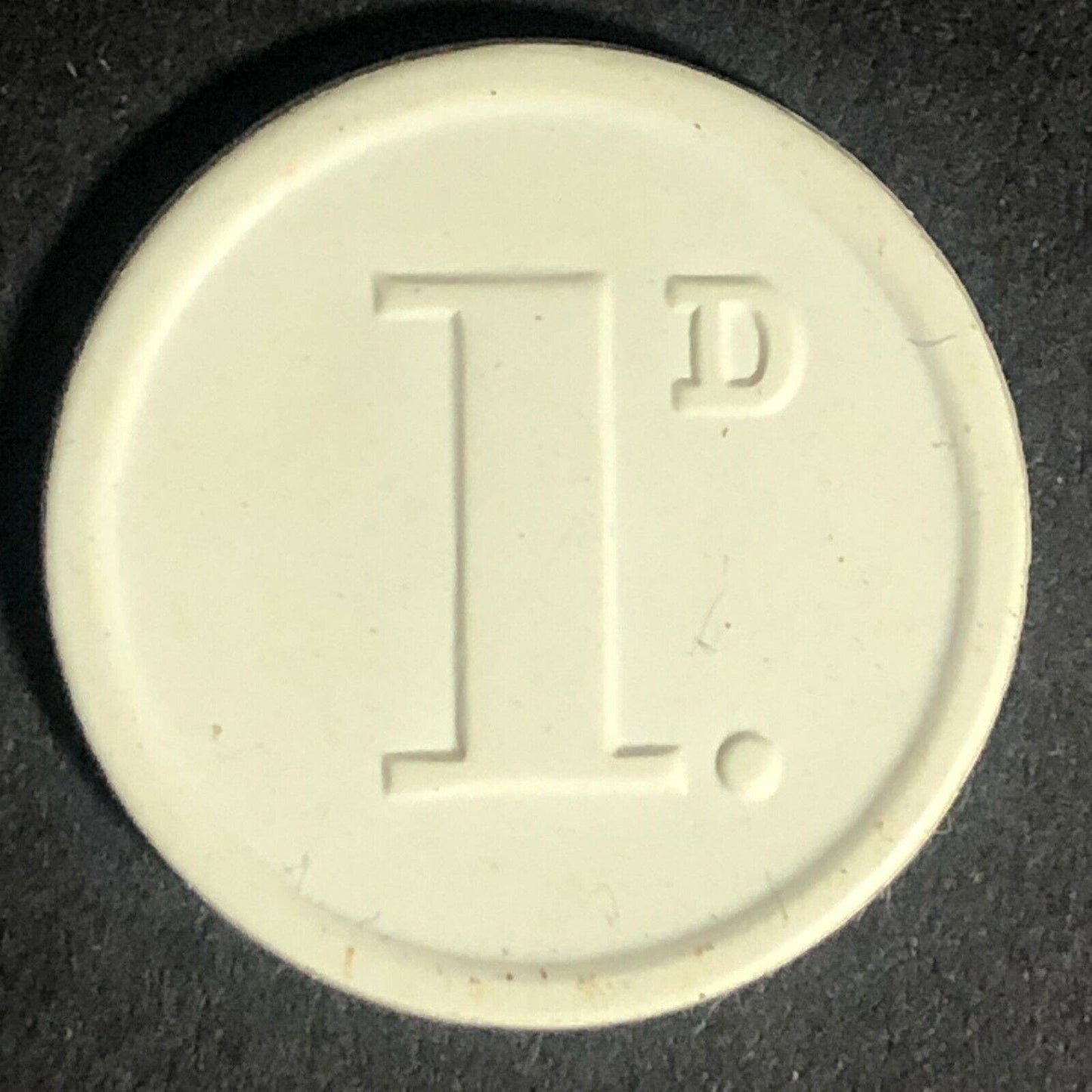 Nottingham Transport England Plastic Token White 1D 21mm c50's-60's