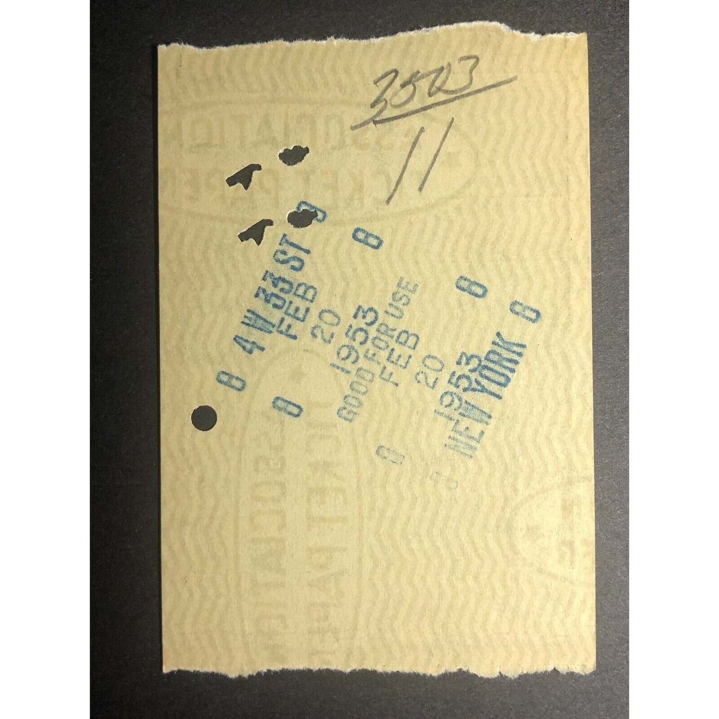1953 Rutland Railroad / NY Central RR "White Creek to" Check / Ticket #8872
