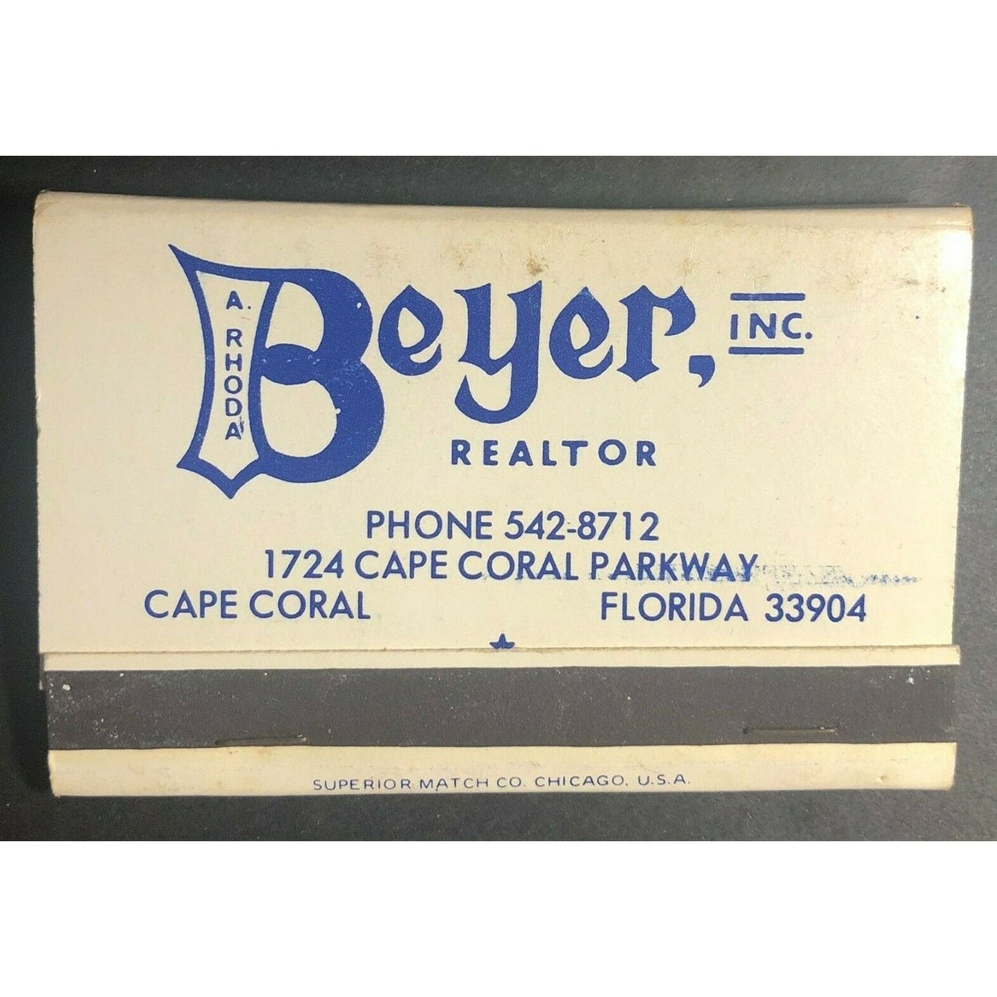 Scarce 60's-70's Full Matchbook "Beyer - Realtor" Cape Coral, FL