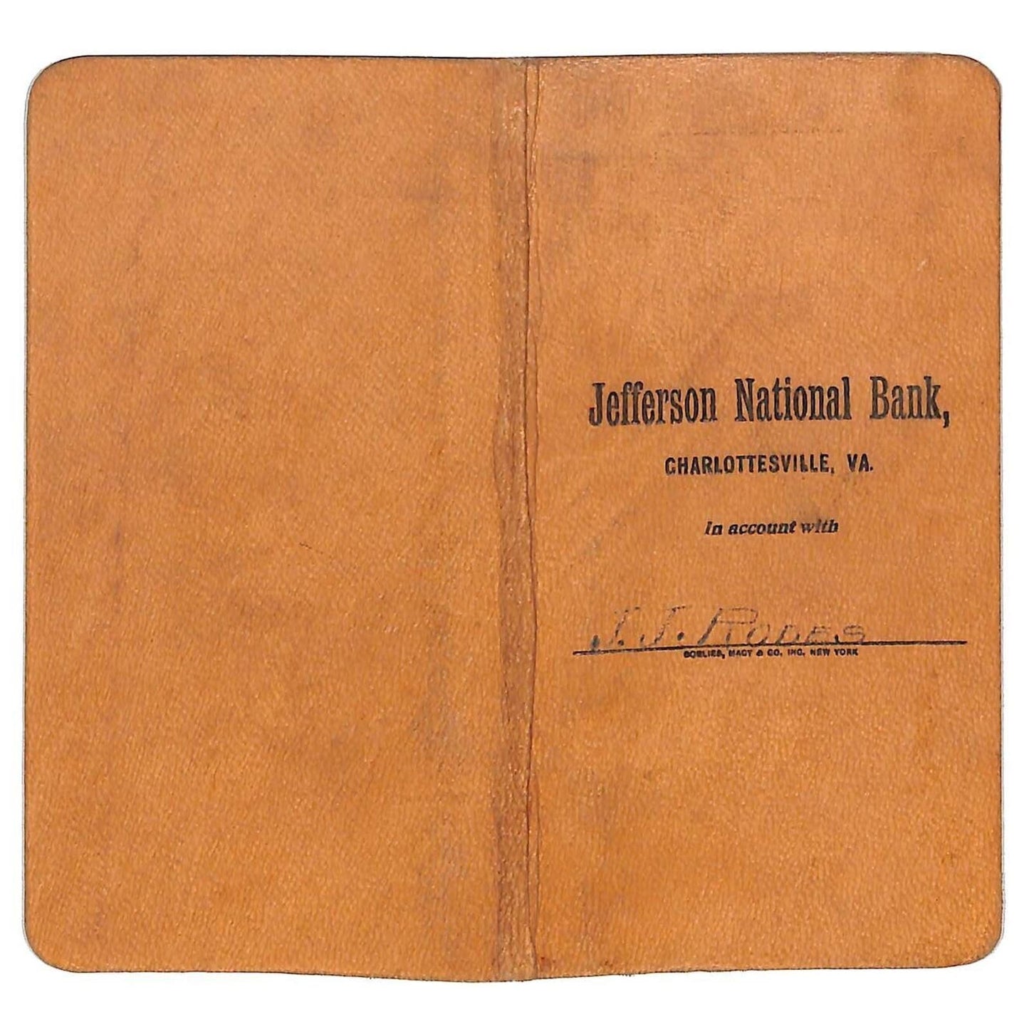 Charlottesville, VA Jefferson National Bank Notebook J.J. Rodes c1910-20