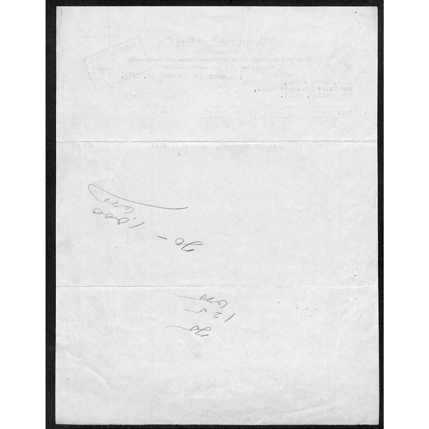 Milwaukee Building Co. Architectural Los Angeles 1921 Letterhead R.A. Rowan