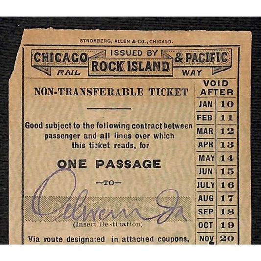 1925 Chicago Rock Island & Pacific Railway Railroad Ticket "Clarion to"