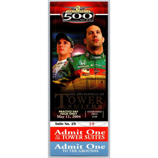 2004 Indy 500 Practice Day 5/11 Tower Suites Unused Ticket IMS #28