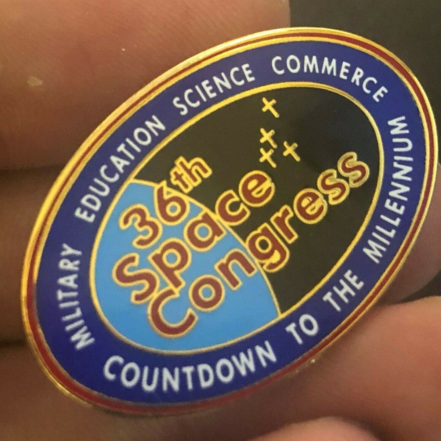 Official NASA Oval Enamel "36th Space Congress" Lapel Pin VGC NOS