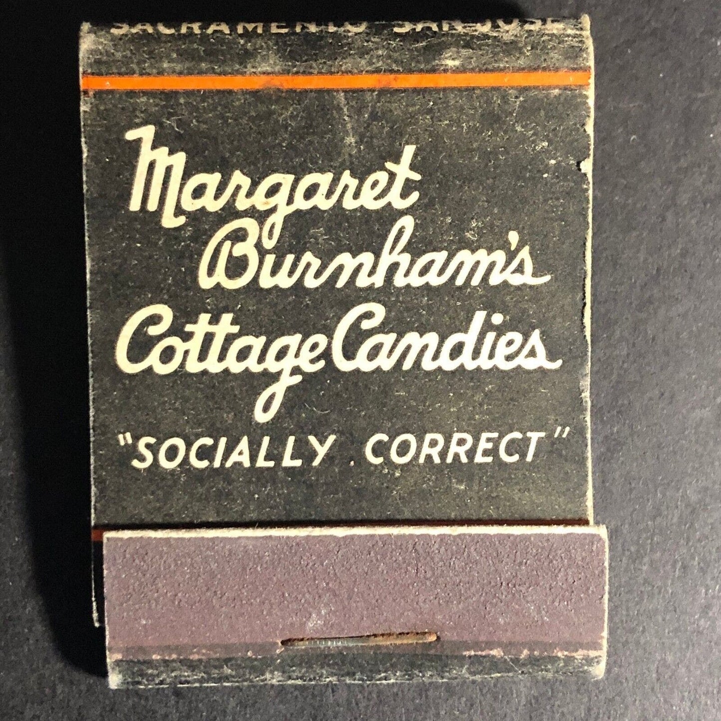 Margaret Burnham's Cottage Candies Oakland Matchbook c1940's Full 20-Strike
