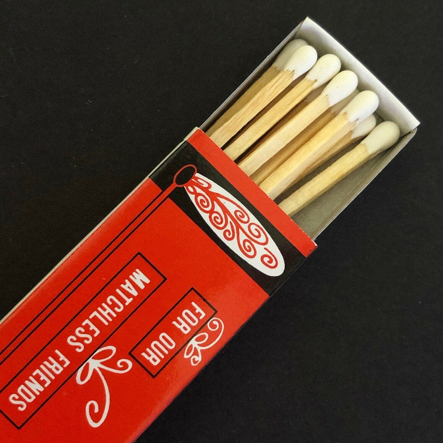 c1960's-70's Wooden Matchbox Matchbook - "For Our Matchless Friends" - Red