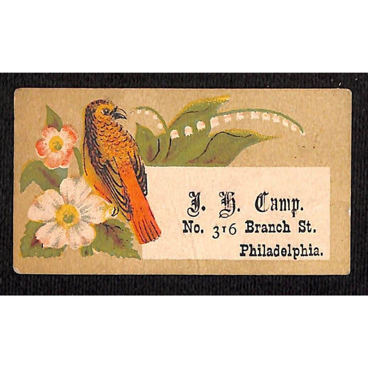 J. H. ? Camp 315 Branch St. Philadelphia Victorian Trade / Calling Card