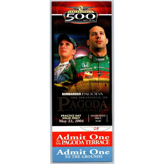 2004 Indy 500 Practice Day Bombardier Pagoda Terrace Unused Ticket IMS #26