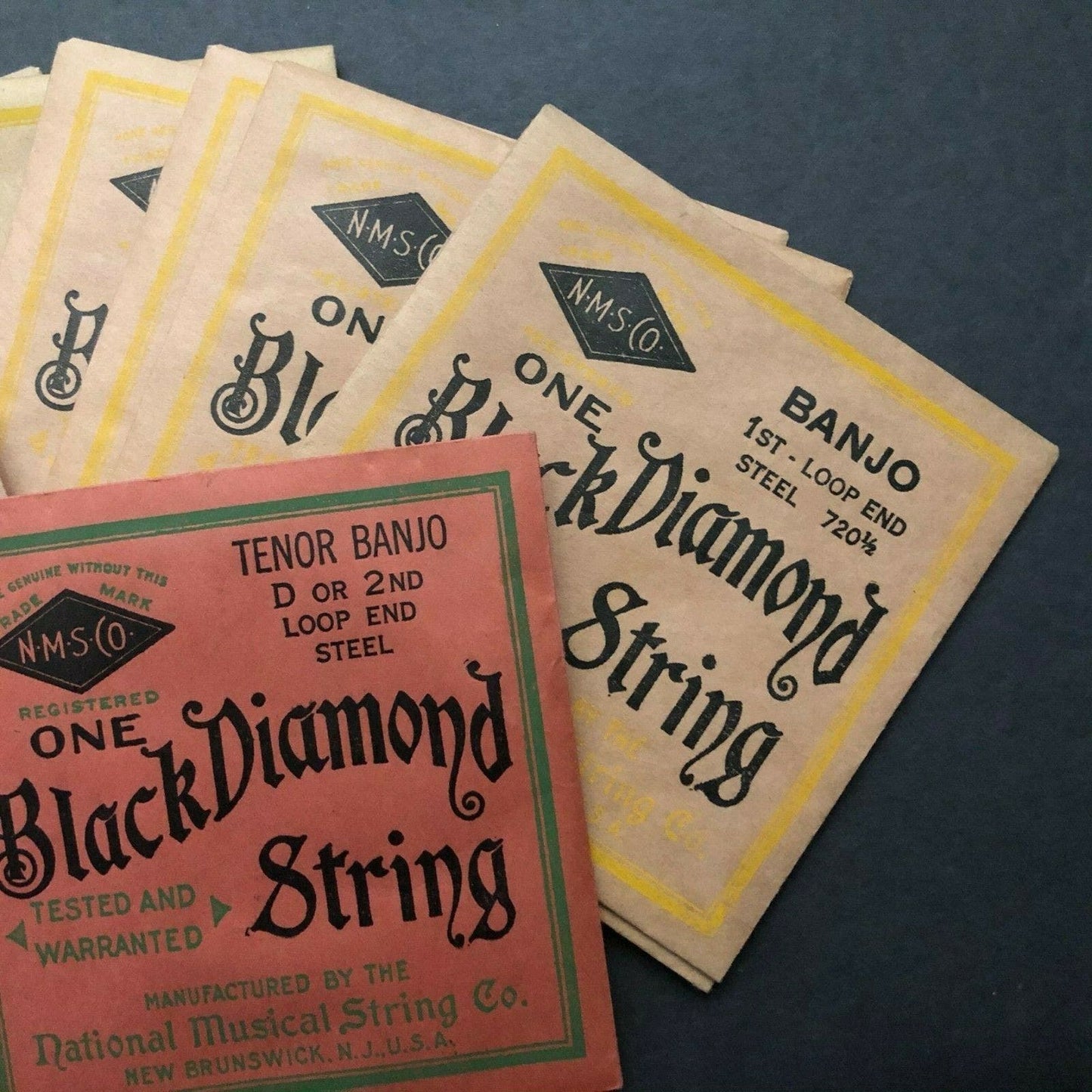 Group of 11 Vintage Empty Black Diamond Banjo String Packages - VGC