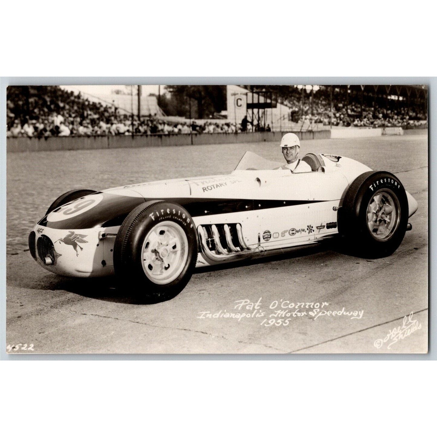 Indy 500 RPPC Postcard "1955 Pat O' Connor" Official Race Photo Unposted VGC