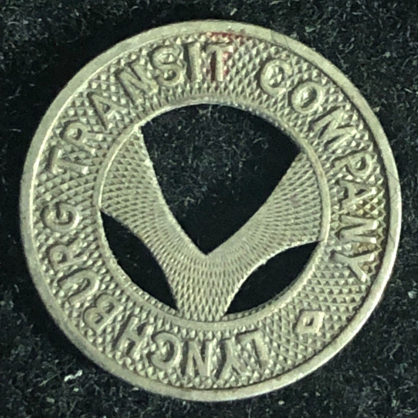 Lynchburg Transit Company One Fare Token 16mm w/ Hanging L Scarce
