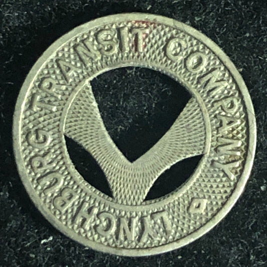 Lynchburg Transit Company One Fare Token 16mm w/ Hanging L Scarce