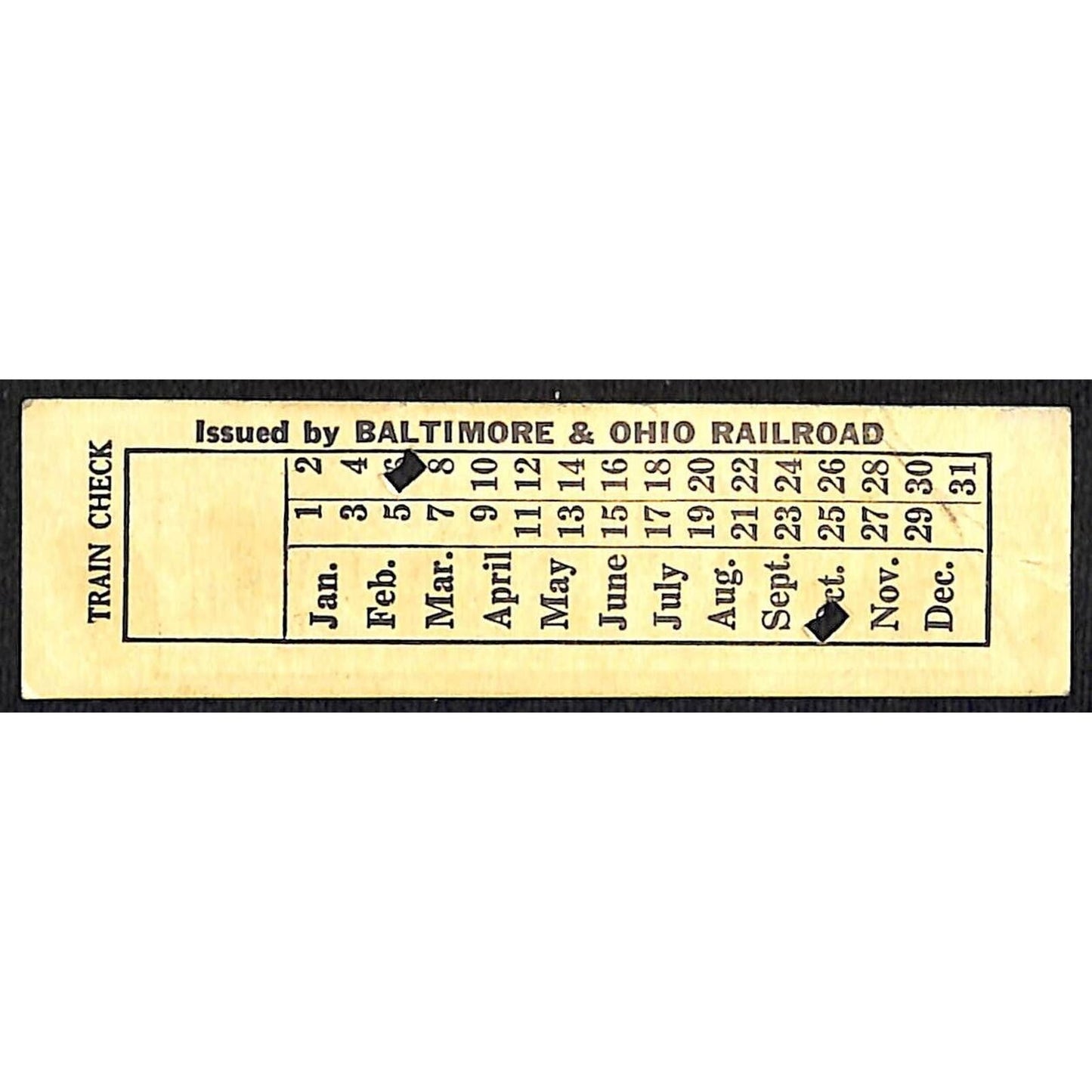 Baltimore & Ohio Railroad Train / Seat Check c1948 Scarce