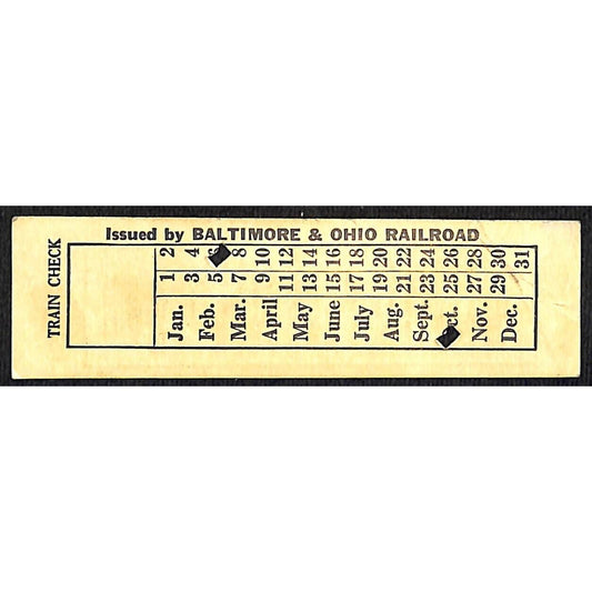 Baltimore & Ohio Railroad Train / Seat Check c1948 Scarce