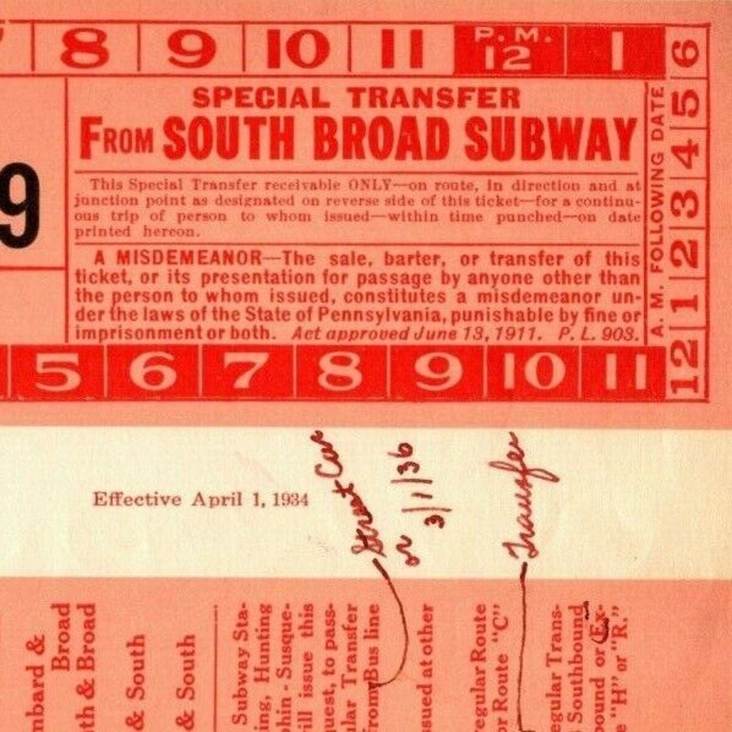 Philadelphia Rapid Transit c1934 Page from Bus Subway Ticket Sample Book (0007)