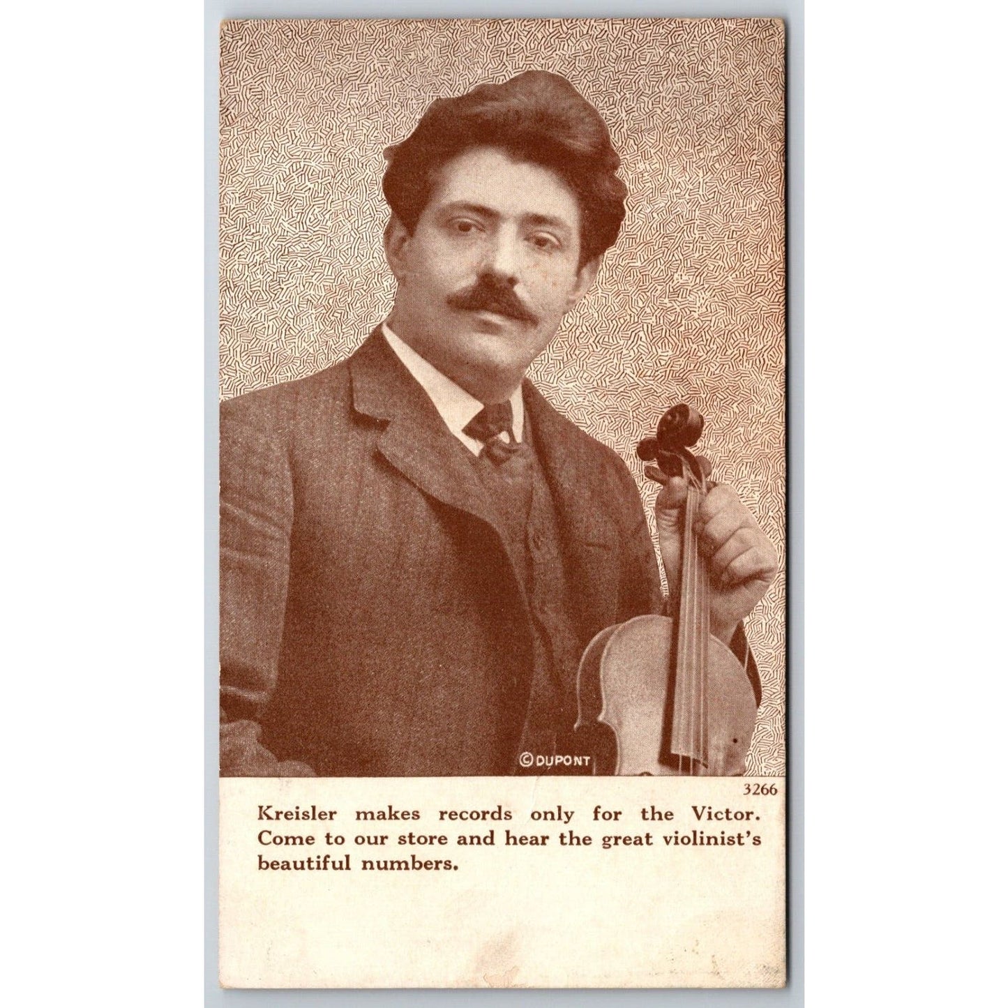Fritz Kreisler Violinist Victor Records advertising Postcard c1910's