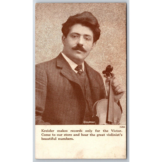 Fritz Kreisler Violinist Victor Records advertising Postcard c1910's
