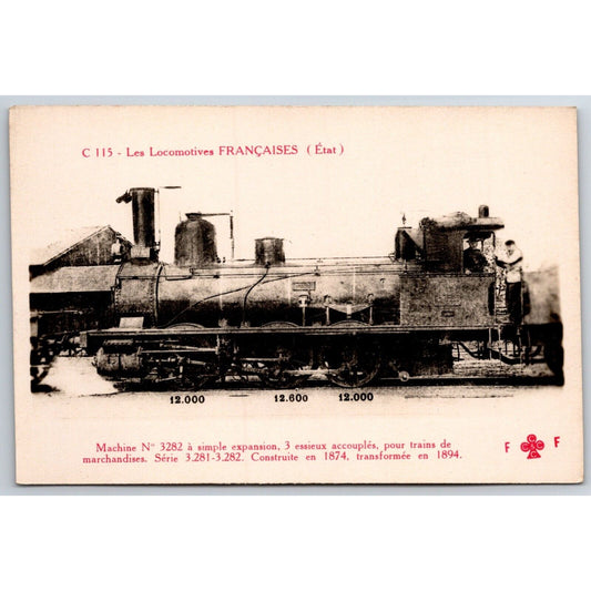 French Railroad RPPC* Postcard "Machine No. 3282" C 115 c1910 F. Fleury