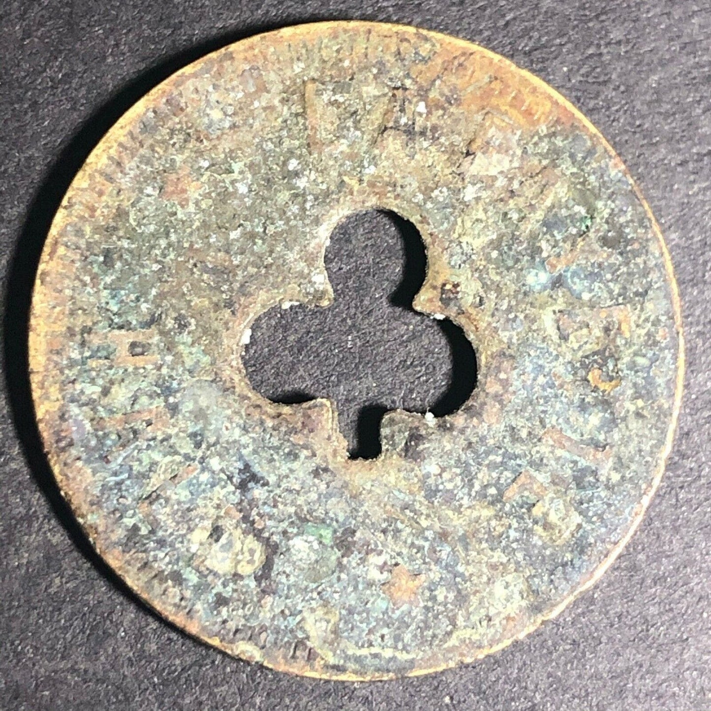 24.5mm Brass Lafayette Hall (Saloon Sacramento, CA) Token Clover Shamrock (#24)