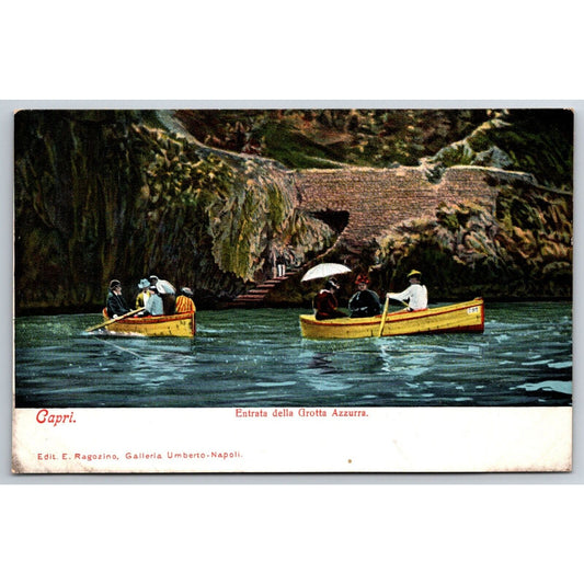 Italian Postcard Capri "Entrance to the Grotto" People in Small Boats c1901-1907