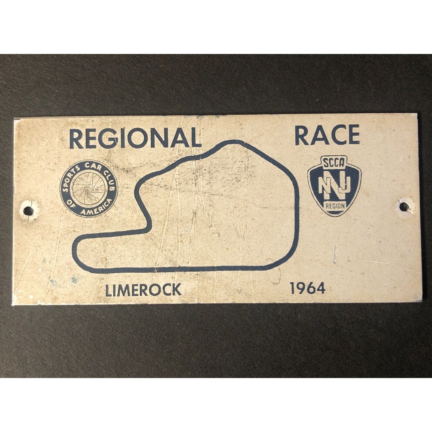 SCCA NNJR Regional Race Lime Rock 1964 Alum. Dash Wall Plaque