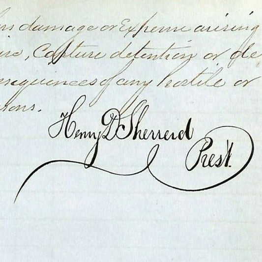1865 Marine Shipping Document Insurance Ledger Book Henry D. Sherrerd Signatures