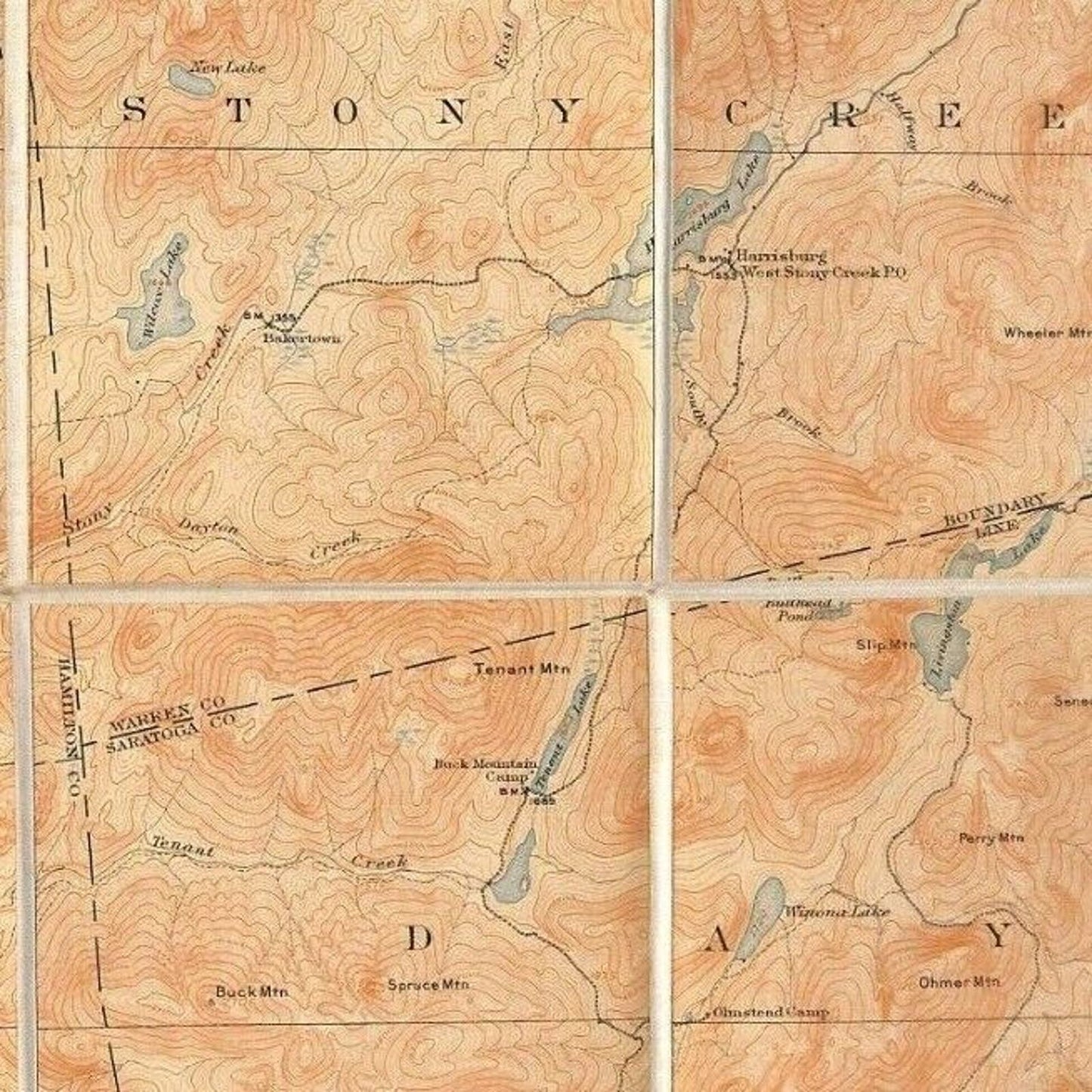 Vintage Official NY State Topographic Map Griffin Hope Valley West Day Stony