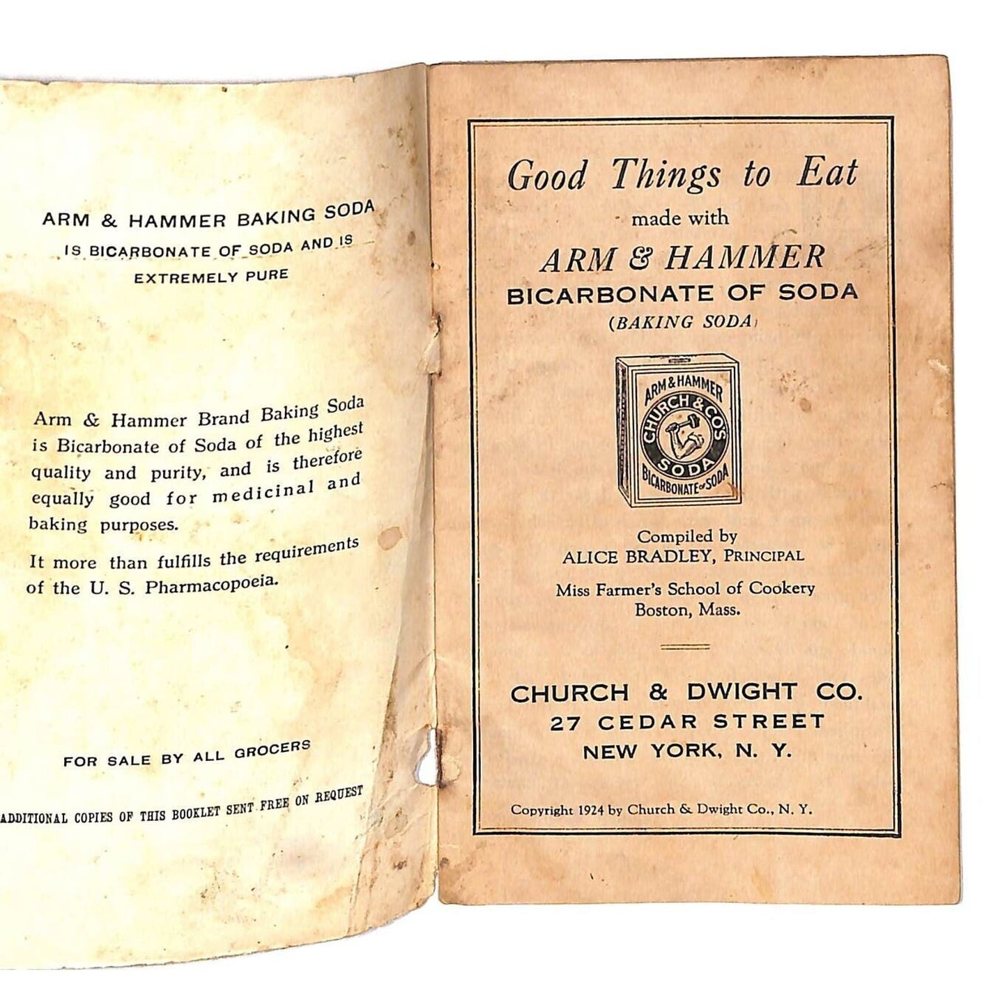 Arm & Hammer Baking Soda "Good Things To Eat" Booklet 1924 32pp - Church & Co.