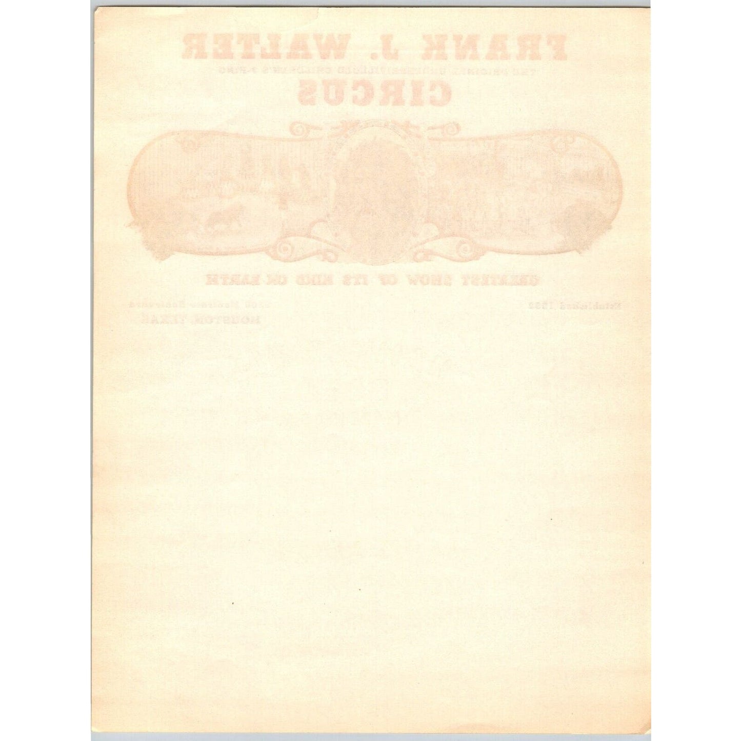 Frank J. Walter Underprivileged Children's 3 Ring Circus Letterhead c1940's