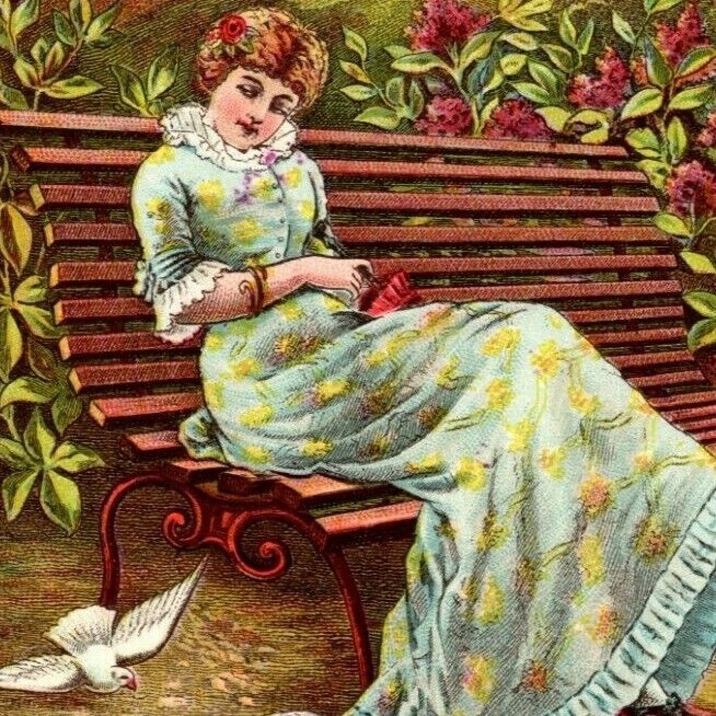 Victorian Trade Card - Davis Sewing Machine Chas. W. Lowe - Brockton, MA