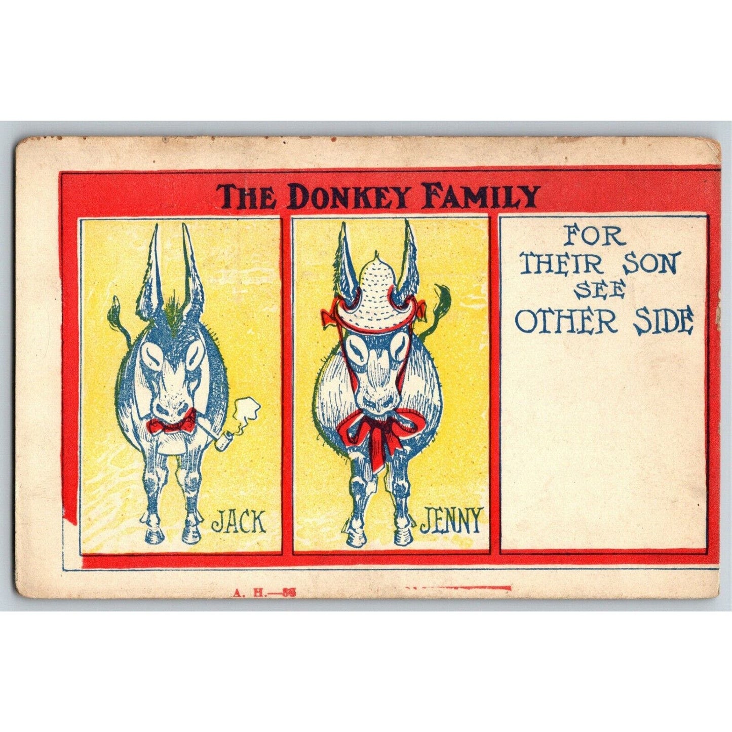 "The Donkey Family" c1905 Undivided NP Comic Humor Postcard