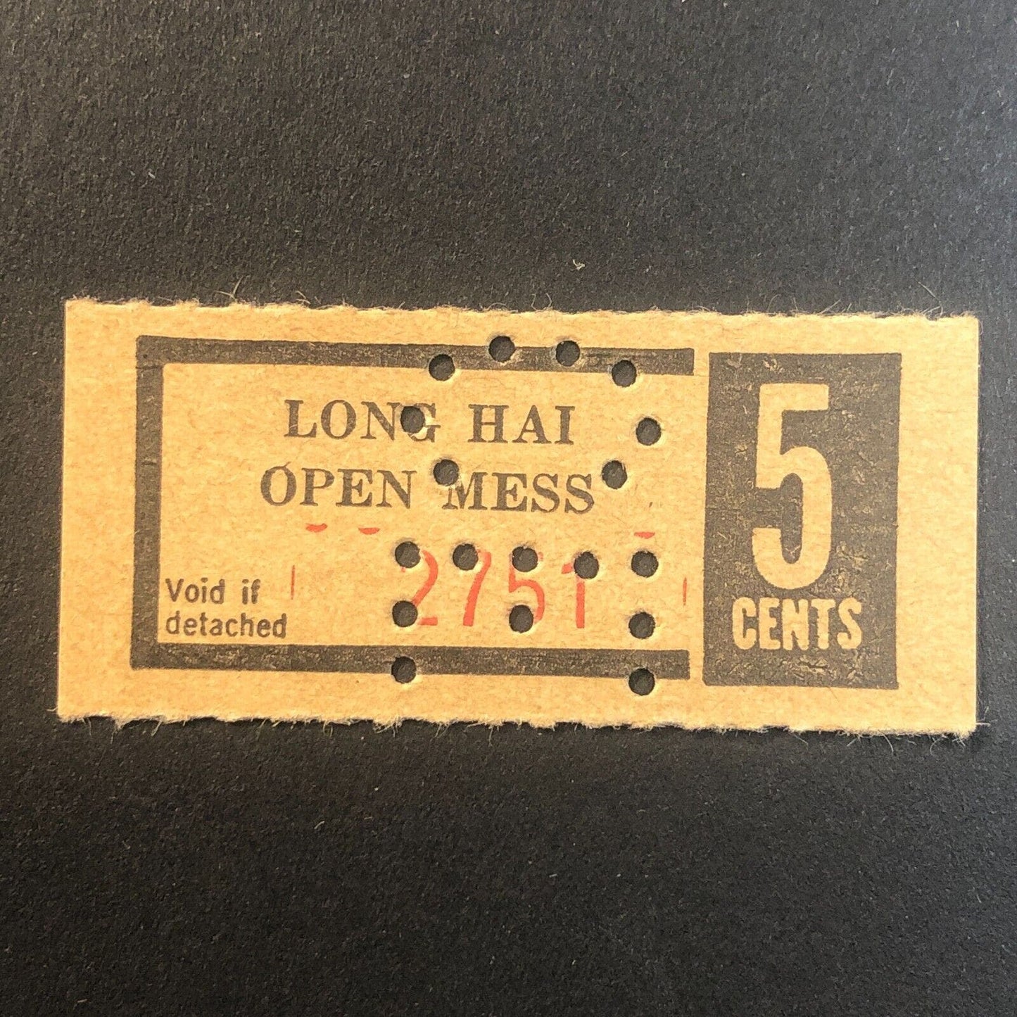 Long Hai Open Mess Vietnam Chit Trade Token U.S. Military / 5 Cents #2751