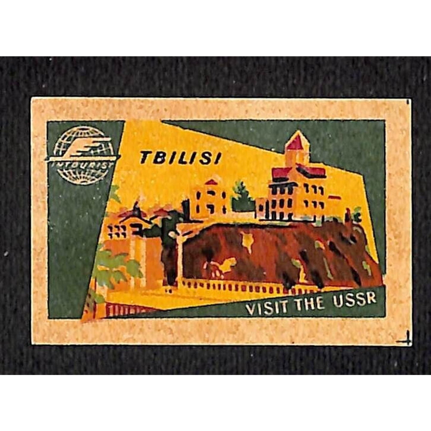 Vintage Matchbox Label Intourist Visit the USSR Tbilisi c1955-65