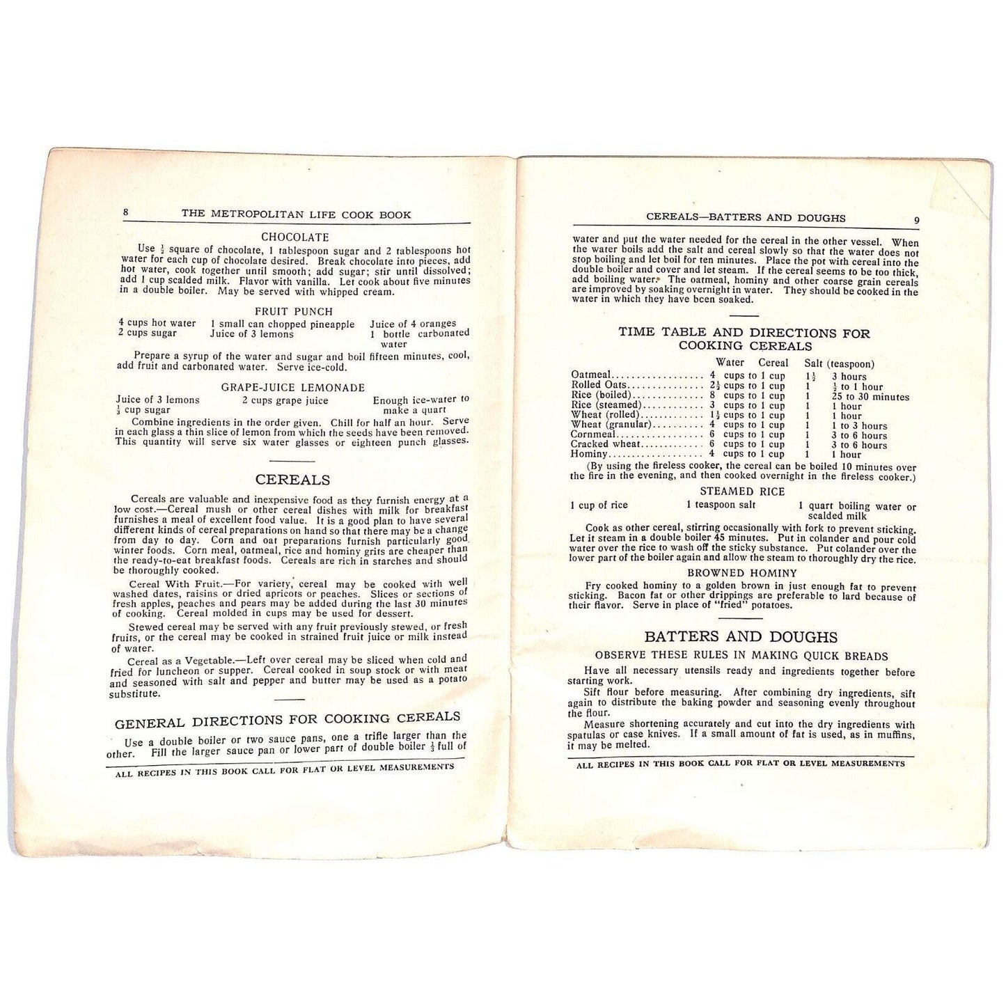 Metropolitan Life Insurance Cook Book 64pp c1930's Missing Cover