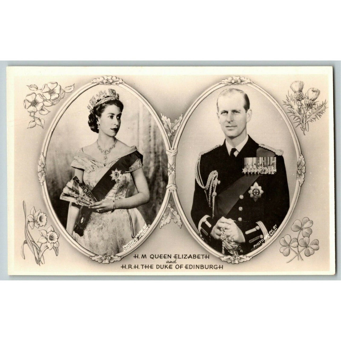 Queen Elizabeth - Duke of Edinburgh Portrait - RPPC Postcard Unposted