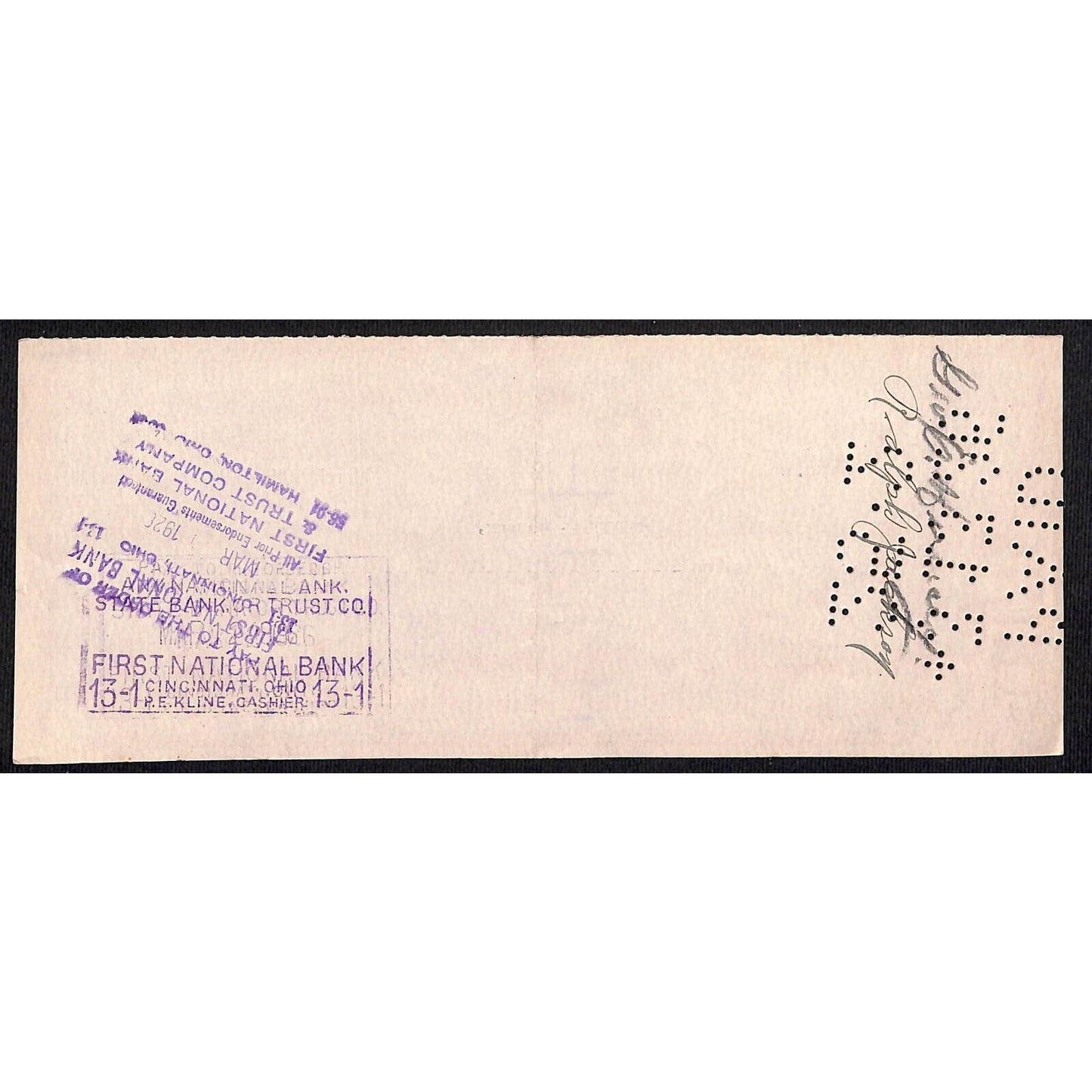 1920 Columbus & Xenia Railroad Bank Check Ohio #260 Gold Colored Ink