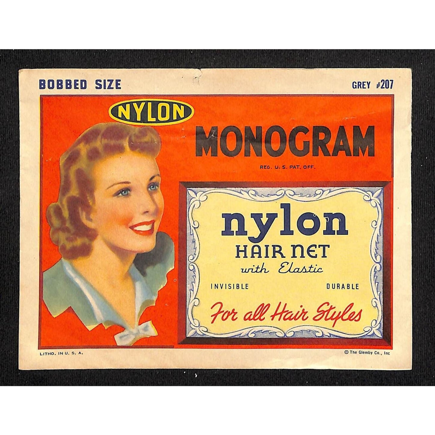 Monogram Nylon Hair Net With Elastic Bobbed Size Grey #207 Envelope VGC