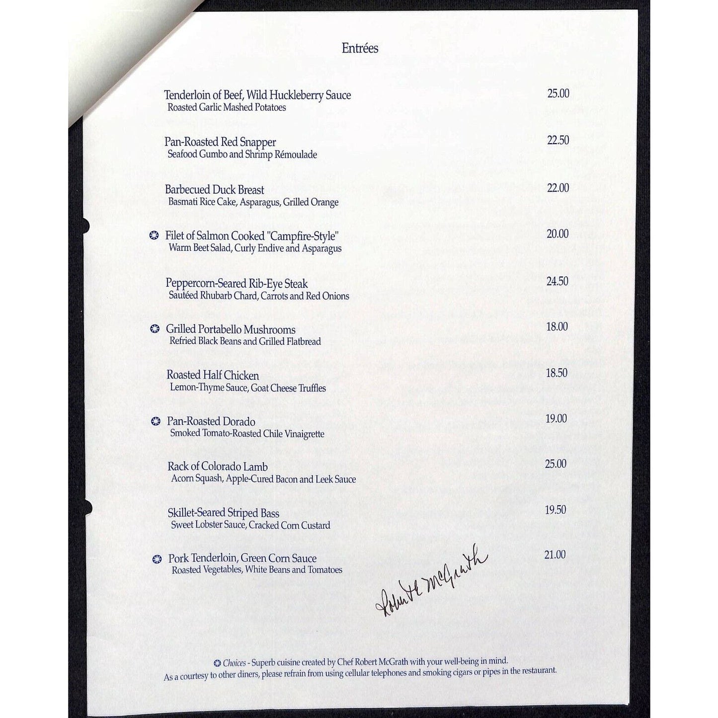 1996 Fifth Annual James Beard Benefit Dinner Menu + 2 Info Sheets